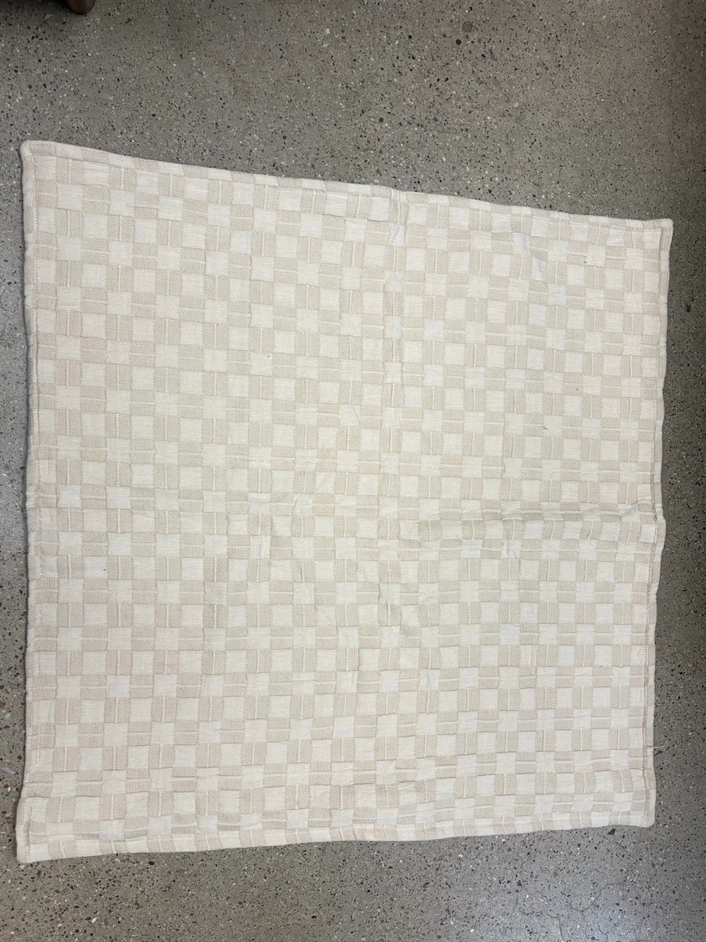 Neutral Checker Weave Throw Blanket - Cream
